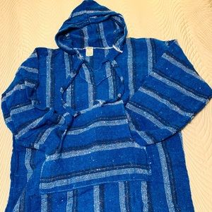 Mexican Poncho Baja Hoodie Pullover Jacket XL